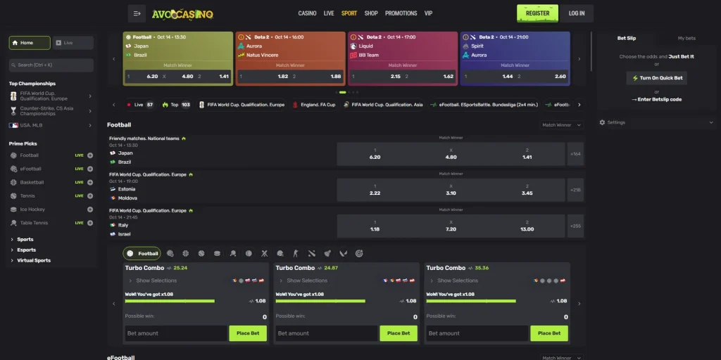 Esportes no Avo Casino
