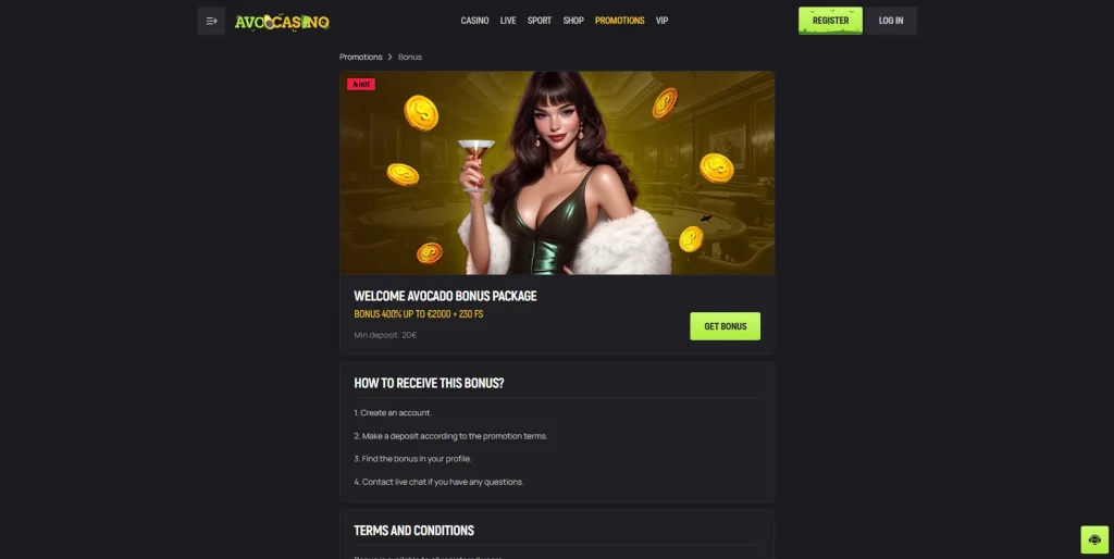 Bônus de Boas-Vindas no Avo Casino