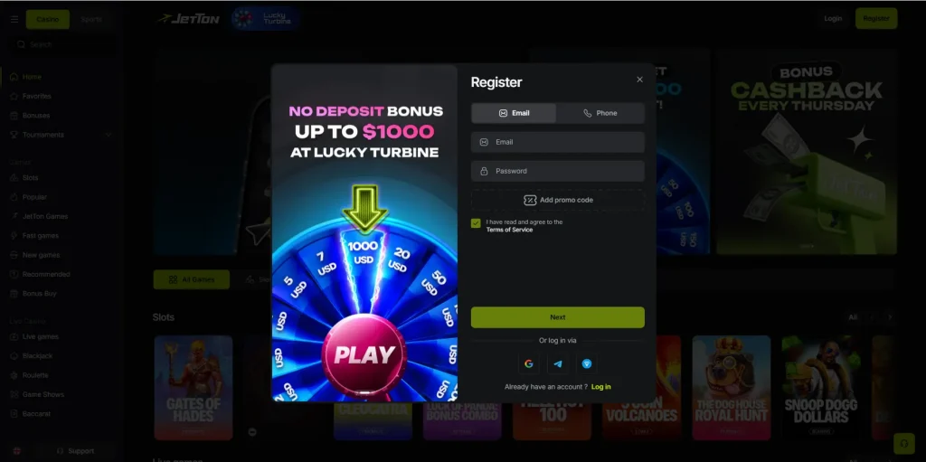 How to Register at JetTon Casino