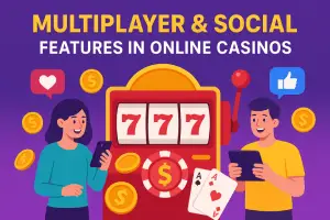 Group of players using social casino features in online gaming platform