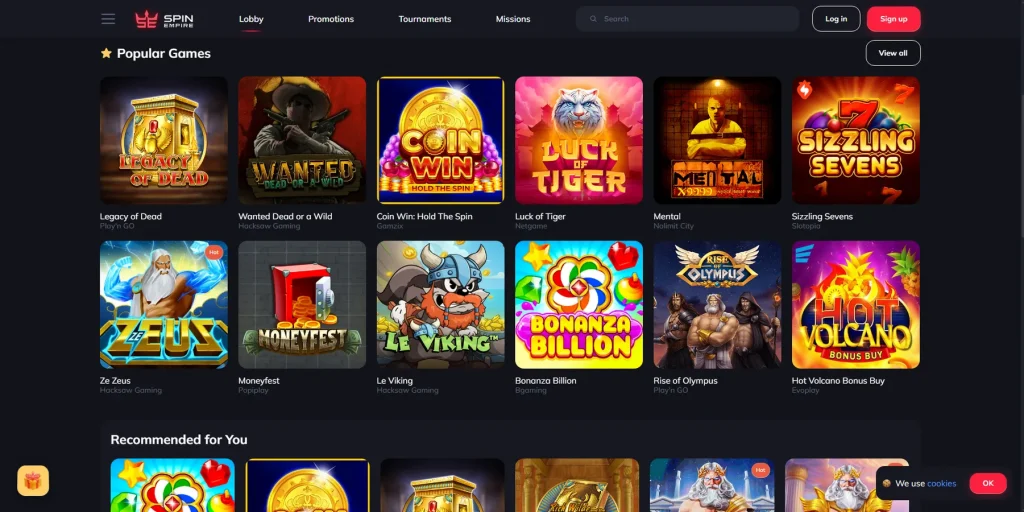 Spiele und Anbieter im SpinEmpire Casino