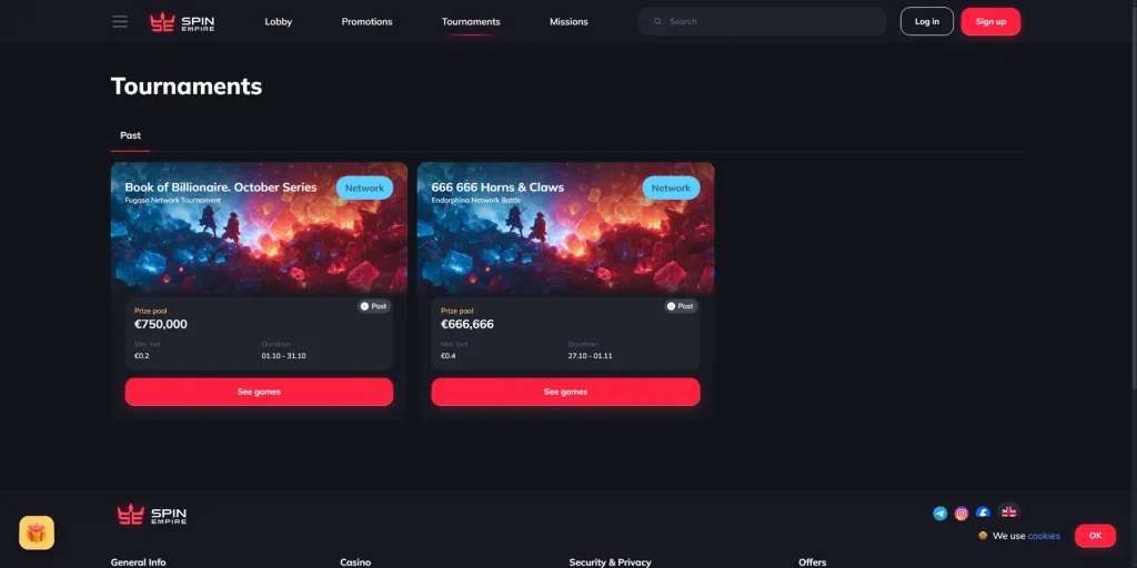 Turniere und Rennen im SpinEmpire Casino