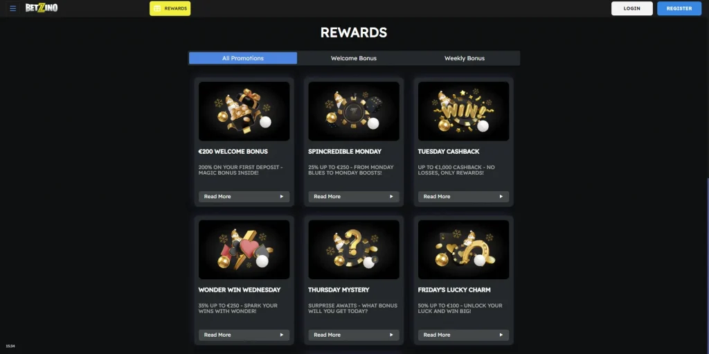 Promotions and Bonuses at Casino Betzino