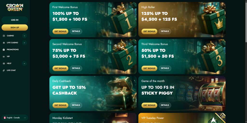 Bonuses and Promotions at Crowngreen Casino