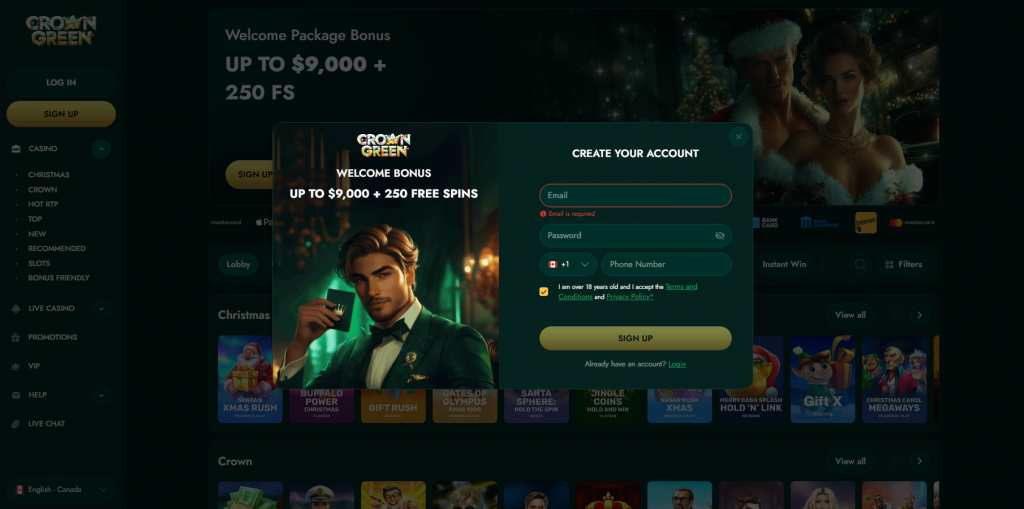 Registration Process at Crowngreen Casino