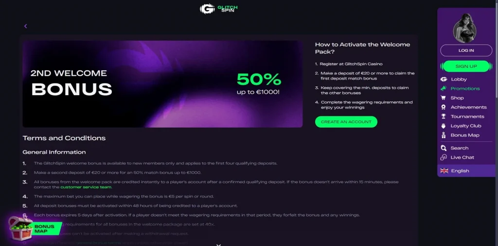 Second Deposit Bonus at GlitchSpin Casino