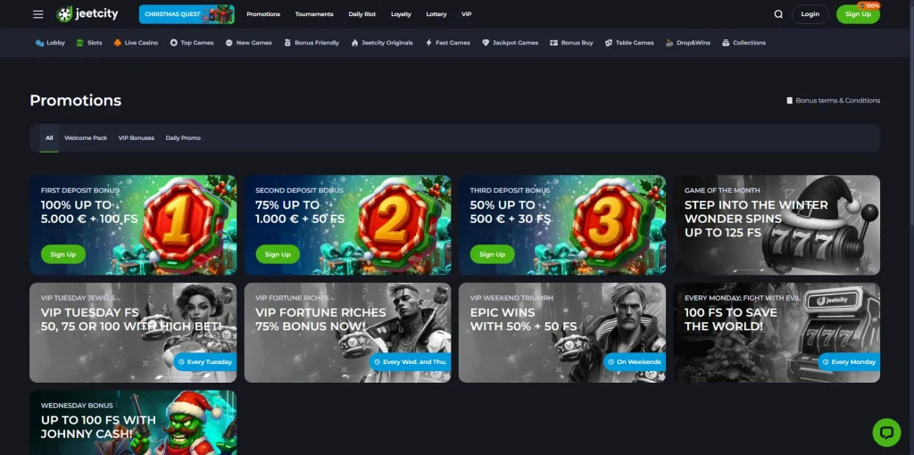 Bônus e promoções no Jeetcity Casino