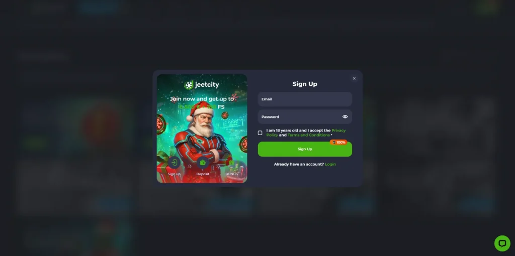 Cadastro no Jeetcity Casino