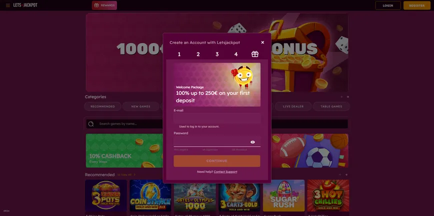 How to Register at LetsJackpot Casino