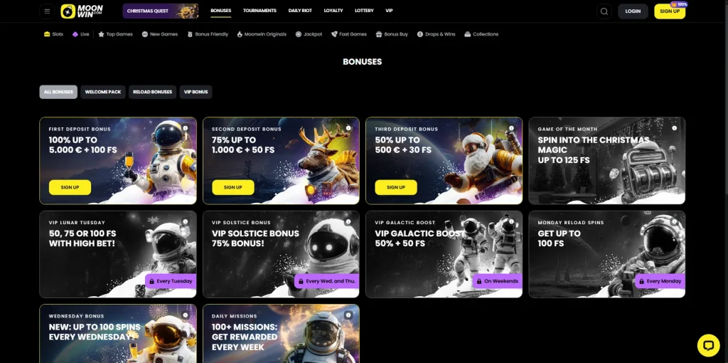 Bonos y promociones en Moonwin Casino