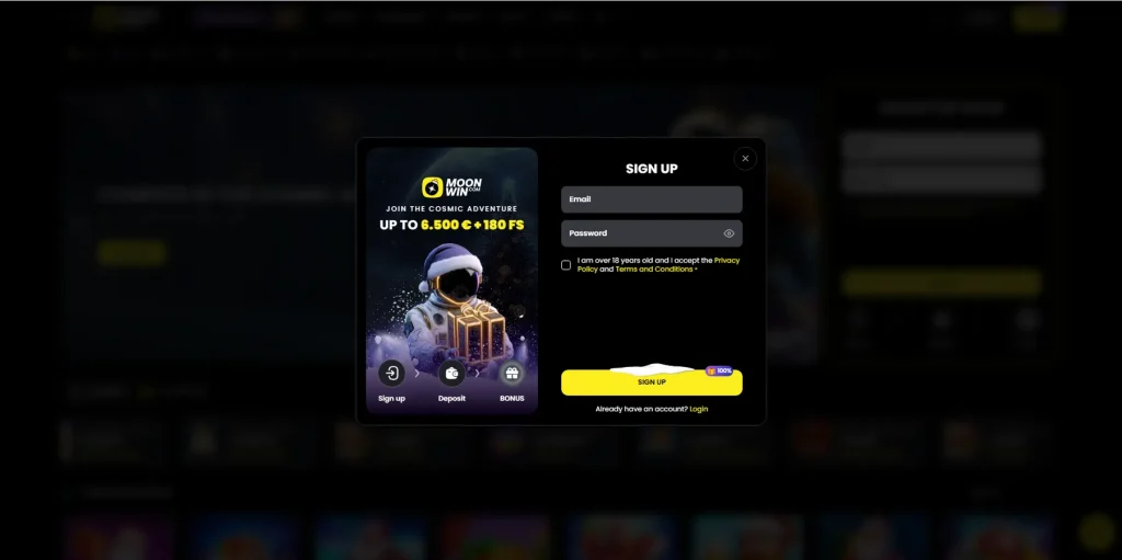 Registration at Moonwin Casino