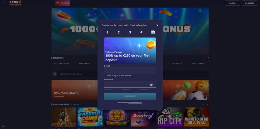 How to Register at Peaches Casino