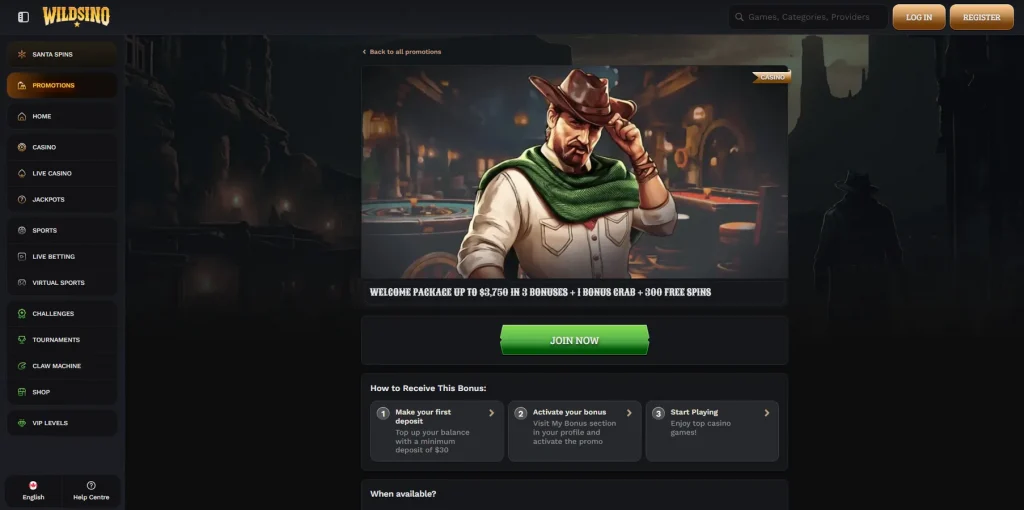 Bono de bienvenida de Wildsino Casino