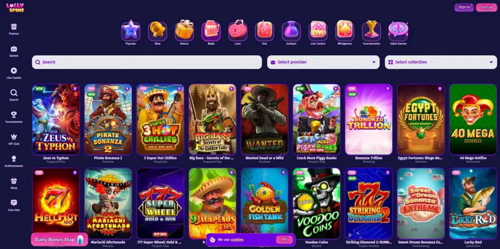 Slot Machines at LollySpins Casino