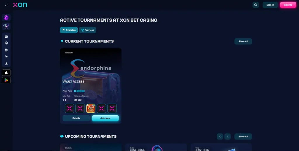 Torneios e corridas no Xon Bet Casino