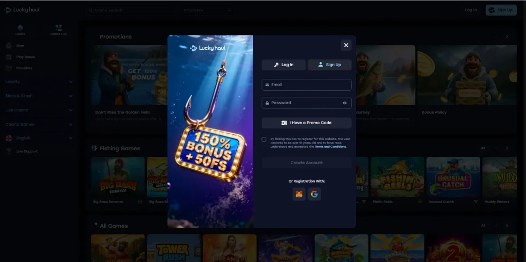 Registro en LuckyHaul Casino