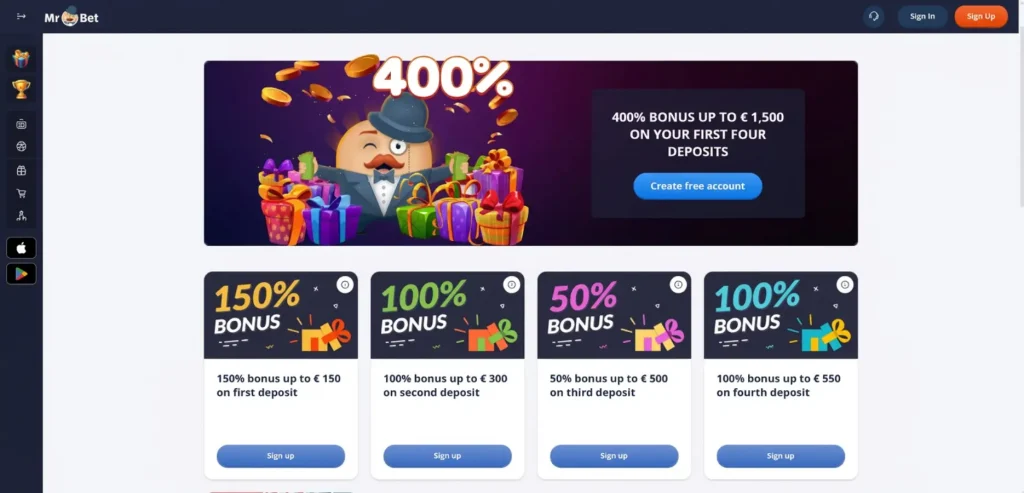 Promotions and Bonuses at Mr Bet Casino