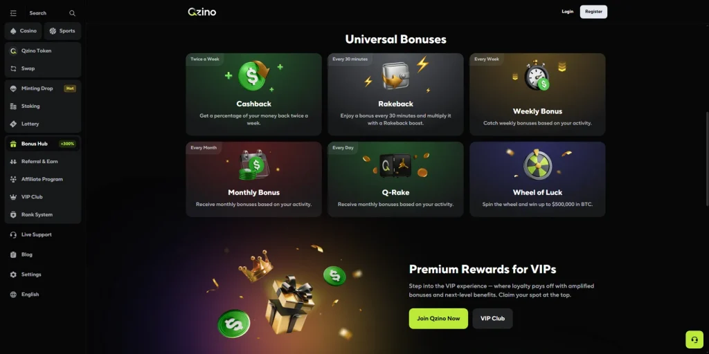 Weitere Promotionen bei Qzino Casino