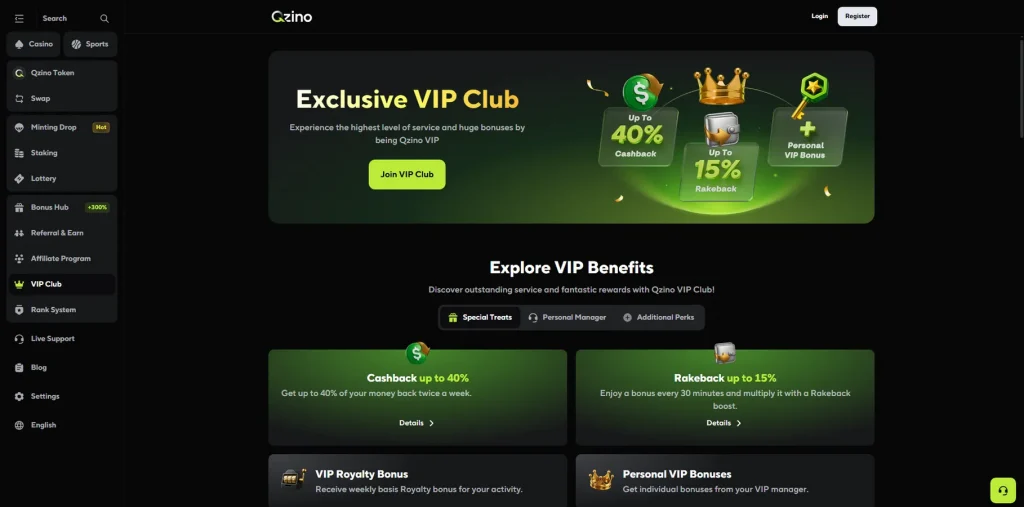 VIP-Programm bei Qzino Casino