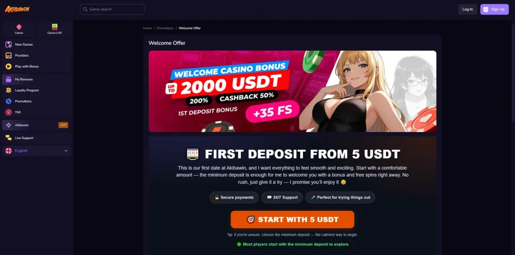 Willkommensbonus von AkibaWin Casino