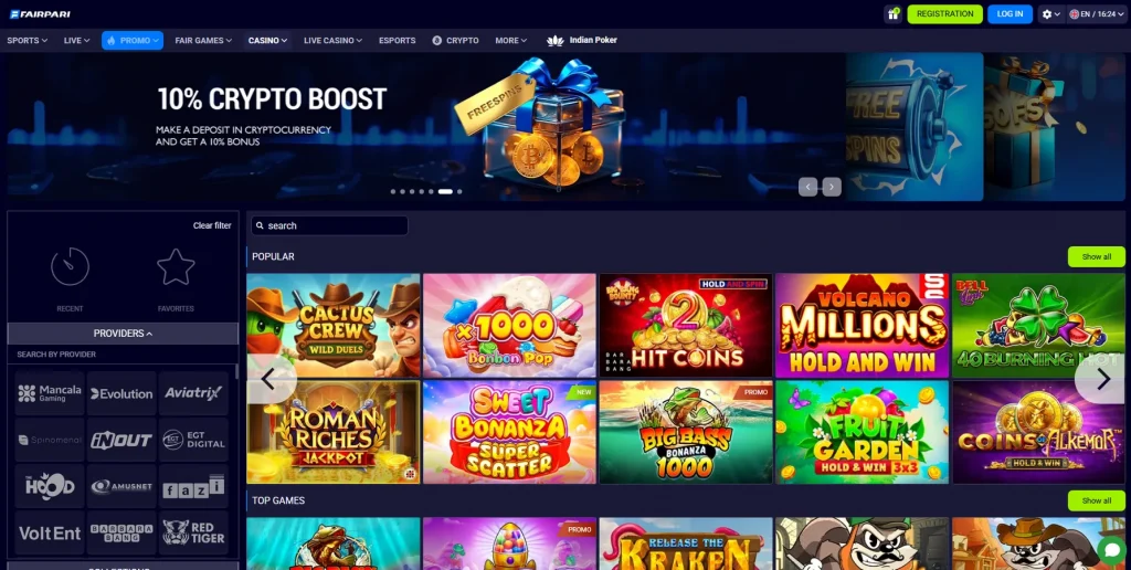 Games and Providers at Fairpari Casino