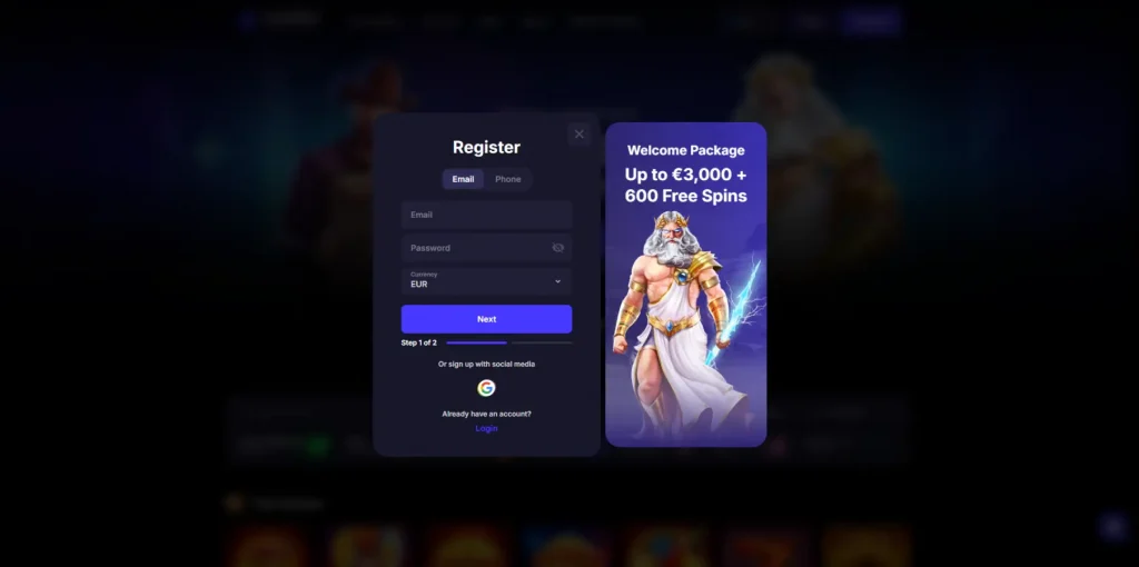 Signing Up at Sierra Casino
