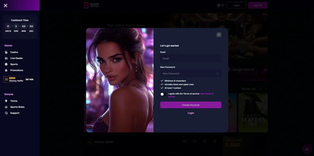 Blockspins Casino Registration